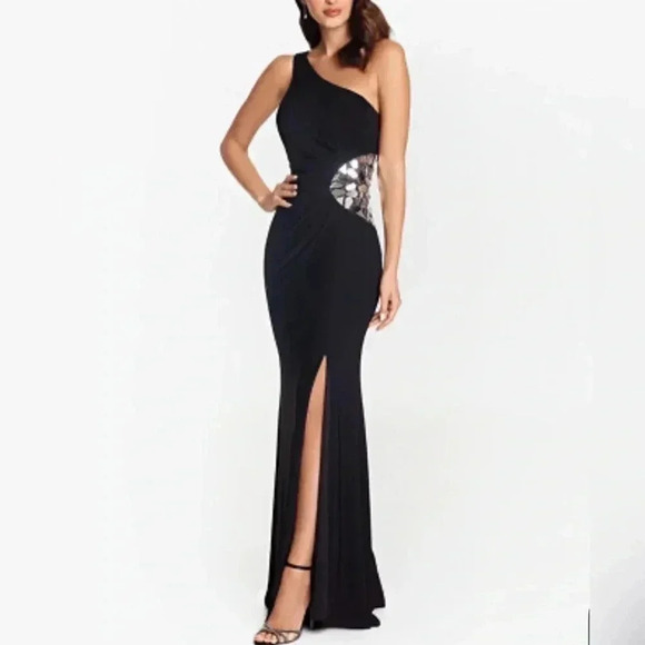 Xscape Dresses & Skirts - XSCAPE One-Shoulder Broken-Mirror Detail Gown Size 14 NWT